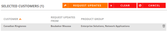 Selected Customers dialog
